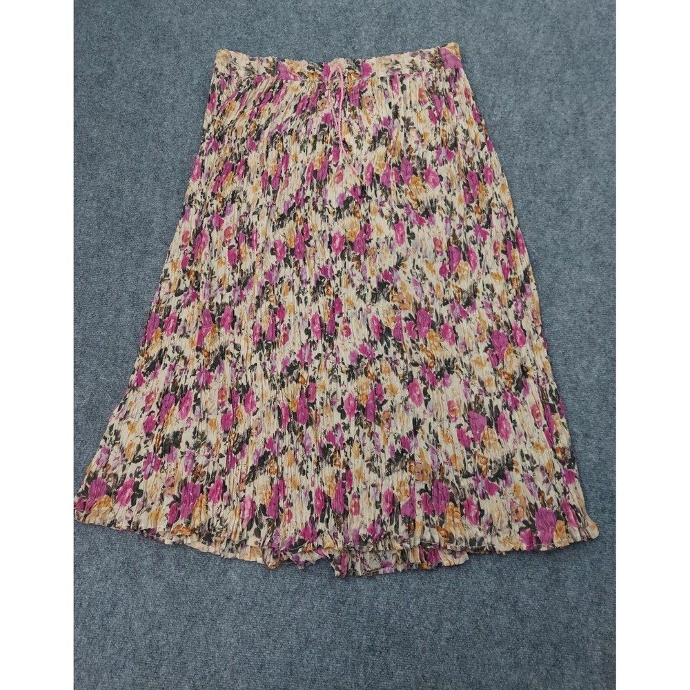 Just Class Skirt Womens Large Floral Pink Broomstick Crinkled Maxi 100% cotton